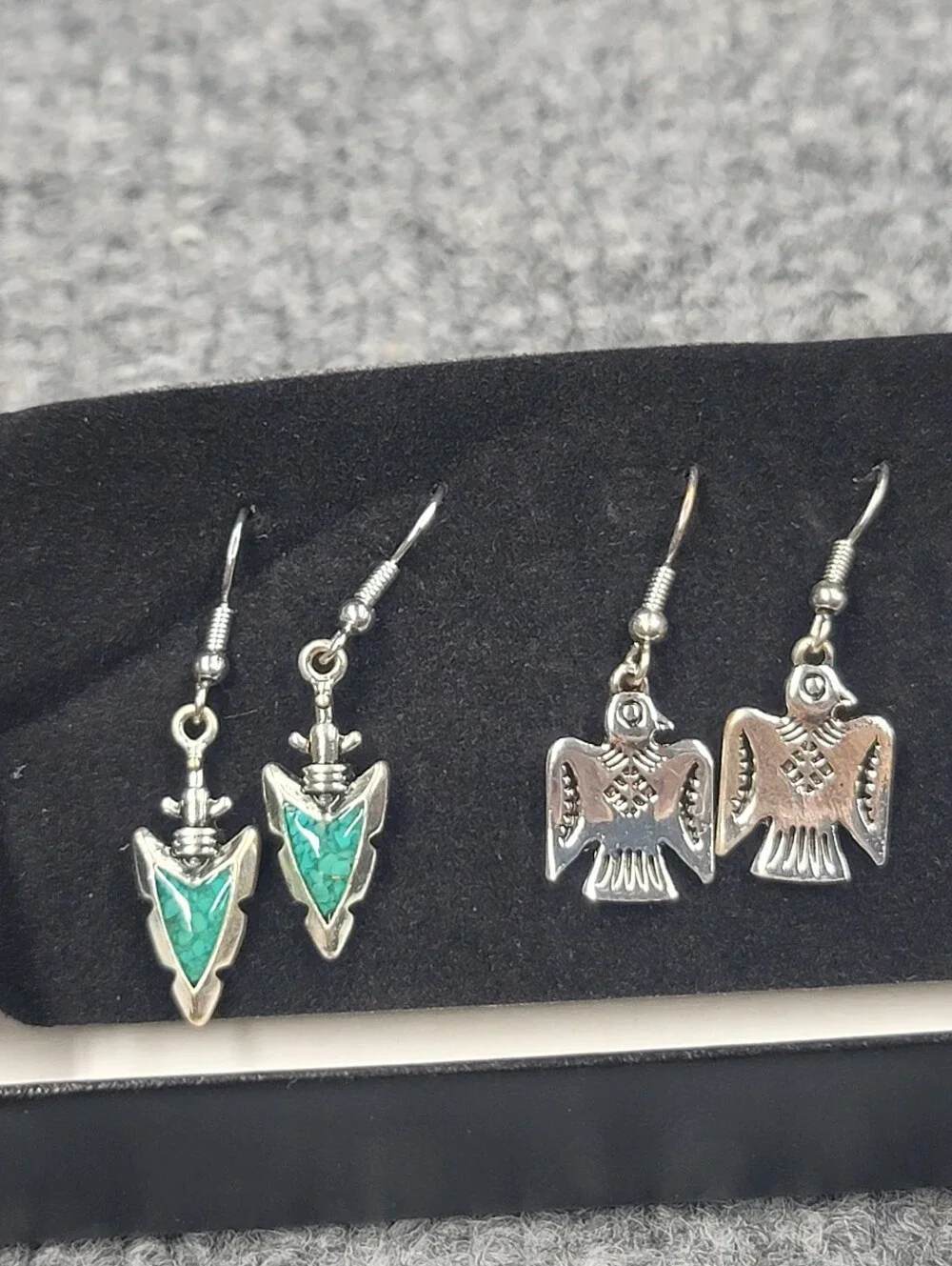 Southwest Style Earrings, Dangling, Silver & Turquoise Colors 5 Pairs NEW